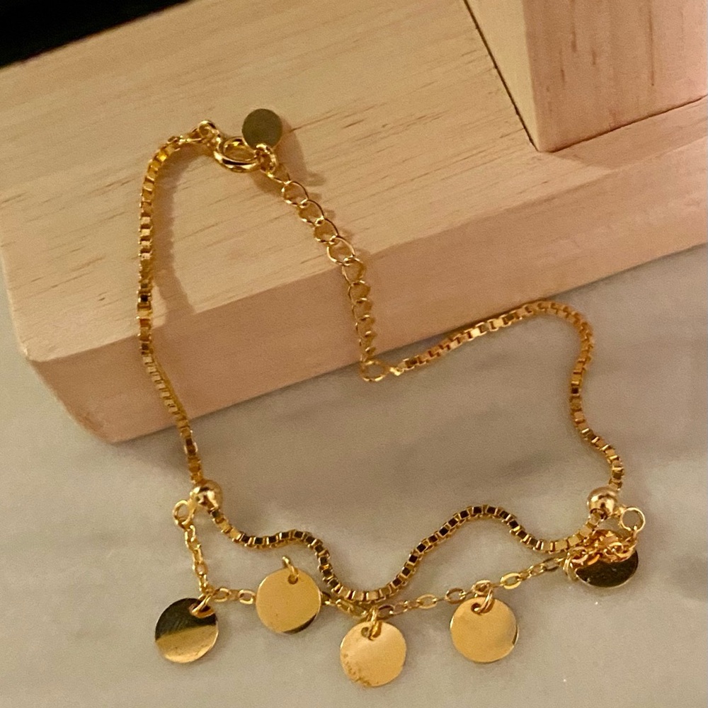 18Kt Gold 925 Sterling Silver Dangling Charm Bracelet